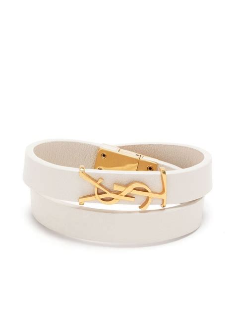 ysl white leather bracelet|More.